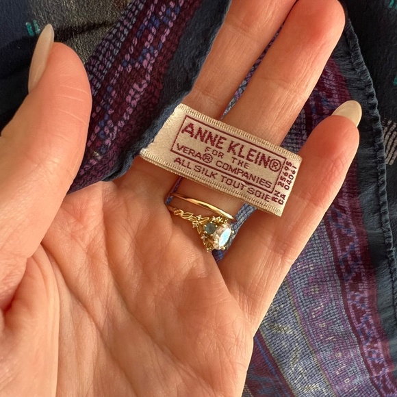 Anne Klein Blue Patterned Silk Scarf - Picture 4 of 6